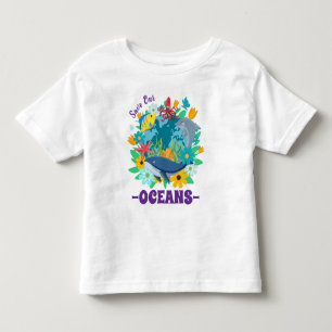 Camiseta Salve nossos oceanos Flor Baleia Design Colorido T
