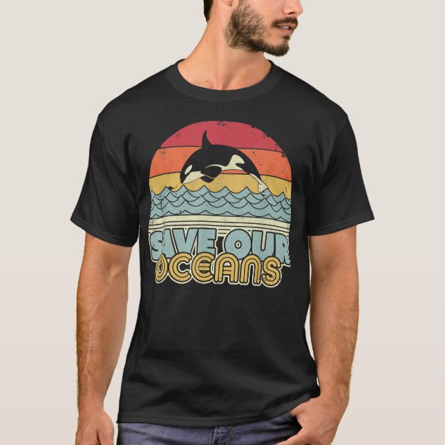 Camiseta Salve Nossos Oceanos, Orca Baleia  (Frente)