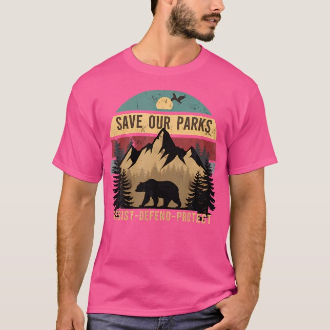 Camiseta Salve Nossos Parques Nacionais Dos Eua Caminhando  (Frente)