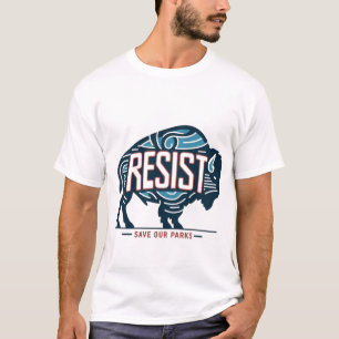 Camiseta Salve nossos parques Retro Bison Resistir ao Meio