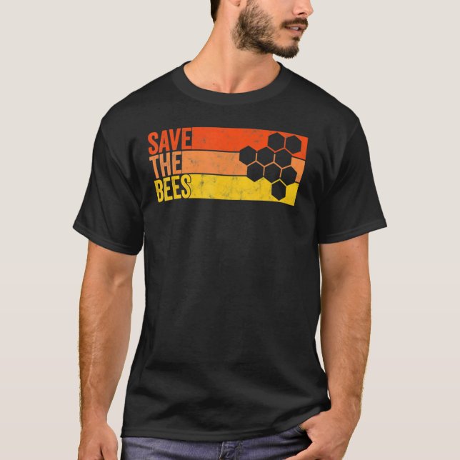 Camiseta Salve O Abelhas De Bumblebee Retro Beekeeper 1 (Frente)