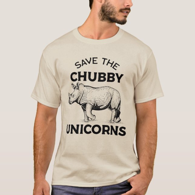 Camiseta Salve O Chubby Unicorn - Engraçado Conservação Do  (Frente)