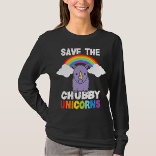 Camiseta Salve O Chubby Unicórns Engraçado Cute Rhino Rainb