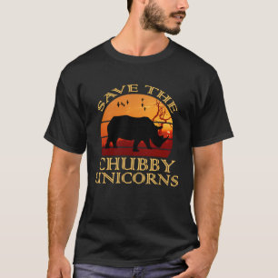 Camiseta Salve O Chubby Unicórns Rhino Animal Sunset Engraç