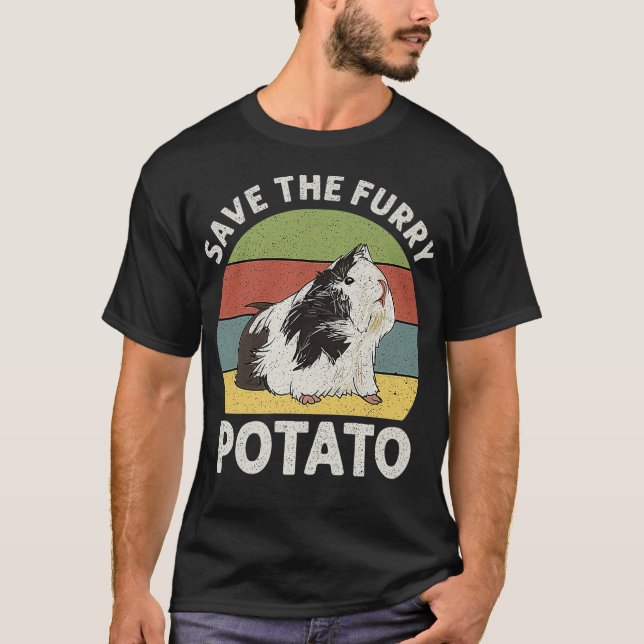 Camiseta Salve O Furry Potato Funny Guiné Pig Citações Prem (Frente)