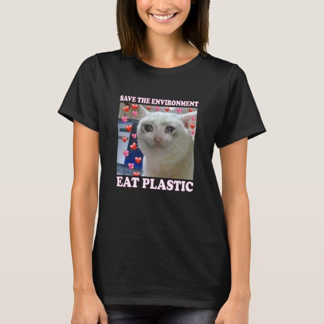 Camiseta Salve O Meio Ambiente Coma Gato Plástico - Coma Pl (Frente)