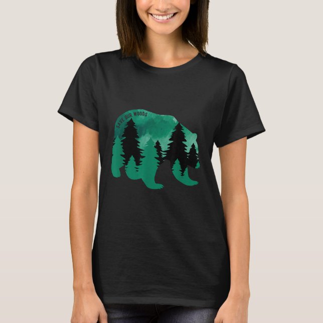 Camiseta Salve o nosso Urso de Proteção Ambiental das Flore (Frente)