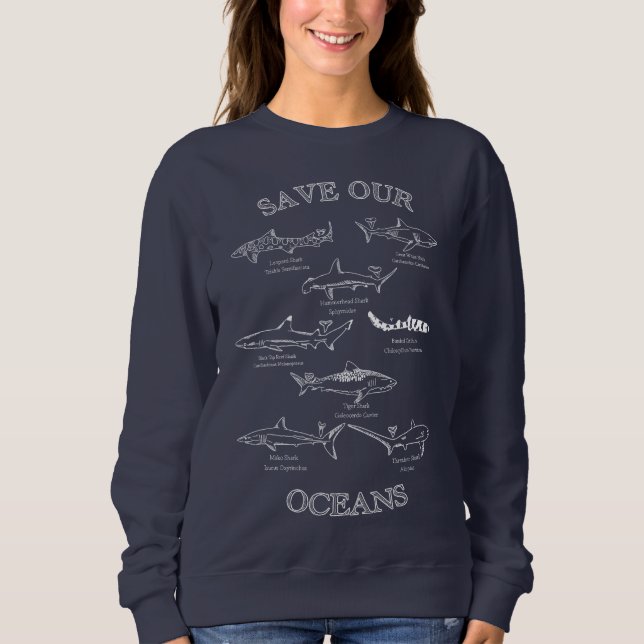 Camiseta Salve o Nossos Oceanos Tubarões (Frente)