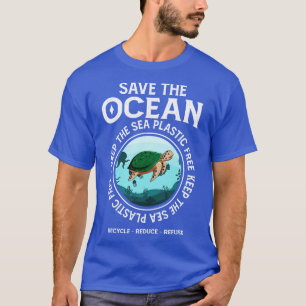 Camiseta Salve O Oceano Mantenha A Tartaruga Livre De Plást