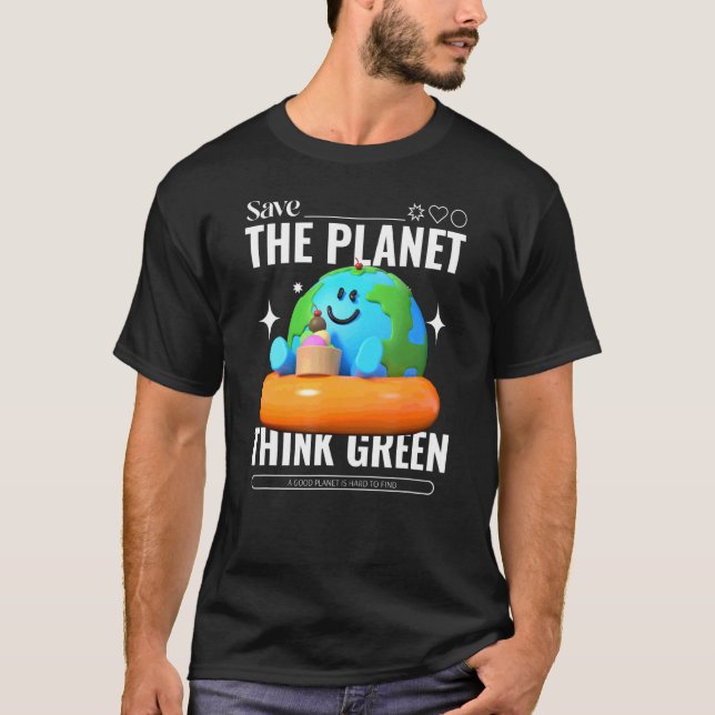 Camiseta Salve O Pense verde Do Planeta (Frente)