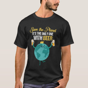 Camiseta Salve o Planeta É o Único com Cerveja Bebendo