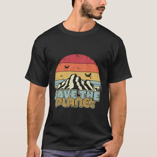 Camiseta Salve O Planeta Retroativo Às Mudanças Climáticas (Frente)