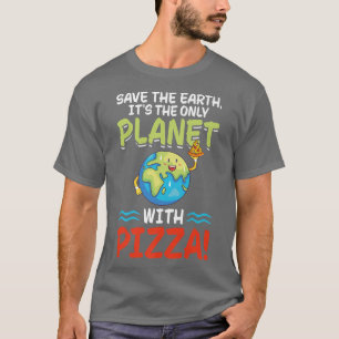 Camiseta Salve o planeta Terra com Pizza no mundo Engraçado