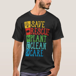 Camiseta Salve o Reciclar de animais com tartaruga de limpe