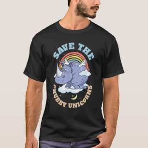 Camiseta Salve O Rinoceronte Cute Do Chubby Unicorns