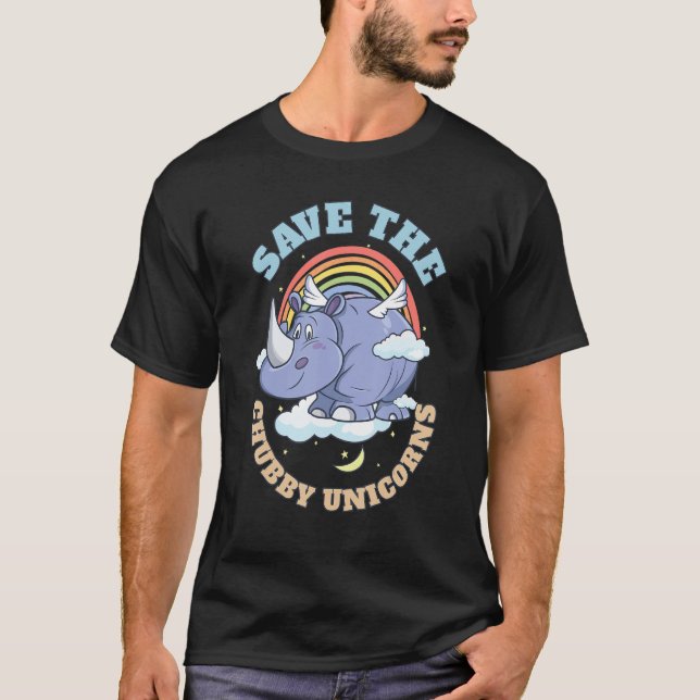 Camiseta Salve O Rinoceronte Cute Do Chubby Unicorns (Frente)