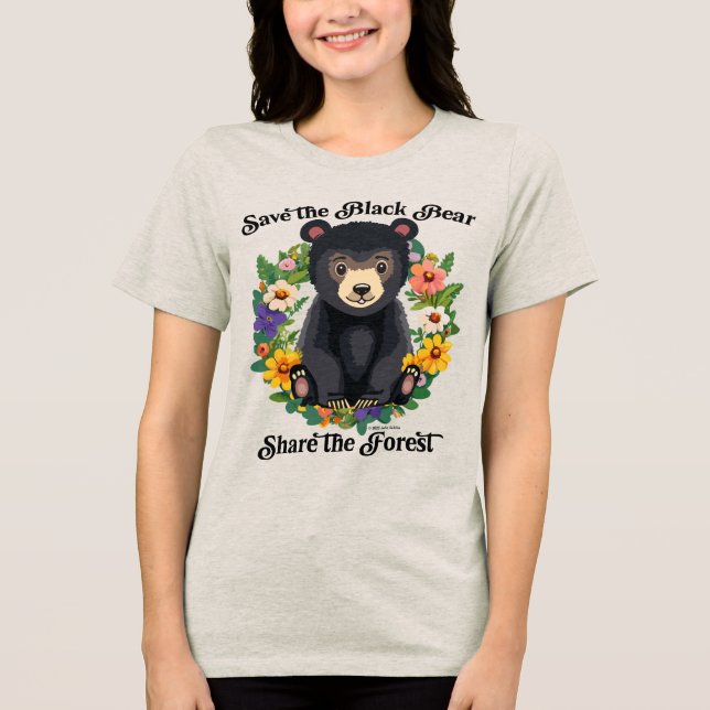 Camiseta Salve o Urso Negro, Compartilhe a Floresta (Frente)