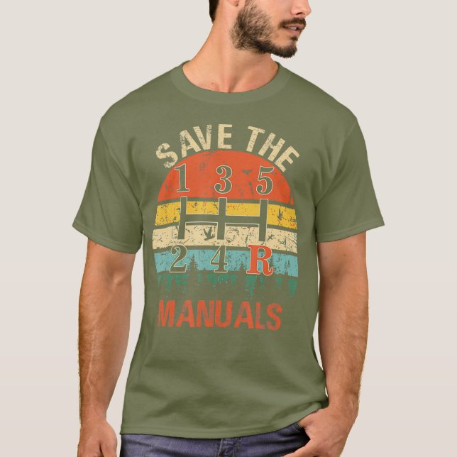 Camiseta Salve os Manuais Engraçados 3 Pedais Carro para Ho (Frente)