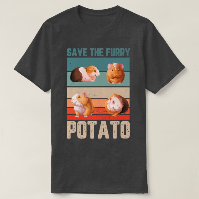 Camiseta Salve os presentes de batata peluda para um ventil (Frente do Design)