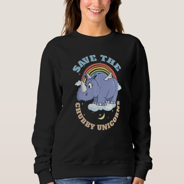 Camiseta Salve Os Rinocerontes Cutes Dos Unicórnios Chubby  (Frente)