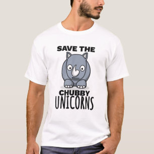 Camiseta Salve Os Unicórnios Chubby, Engraçado Rinoceront