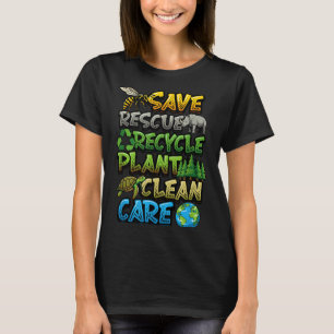 Camiseta Salve resgate recicle planta limpa cuida dia da te