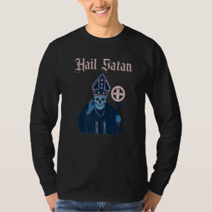Camiseta Salve Satanás Satânico Vintage Horror Igreja Diabo
