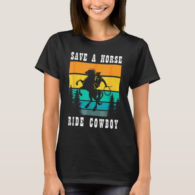 Camiseta Salve Um Cavalo Andando Um Cowboy (Frente)