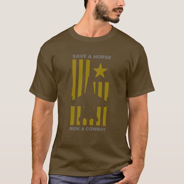 Camiseta Salve Um Cavalo Andando Um Cowboy (Frente)