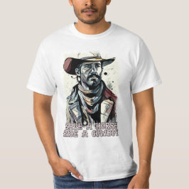 Camiseta Salve um cavalo cavalgando um cowboy Engraçado diz