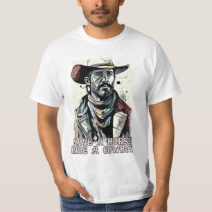 Camiseta Salve um cavalo cavalgando um cowboy Engraçado diz
