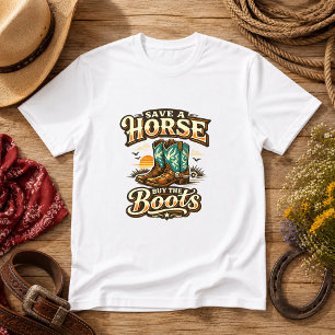 Camiseta Salve um Cavalo, Compre as Botas Humor Western