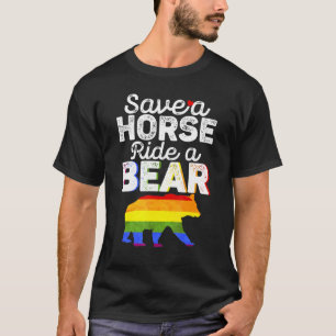Camiseta Salve Um Cavalo Monte Um Urso  Urso Gay Lgbt Diver