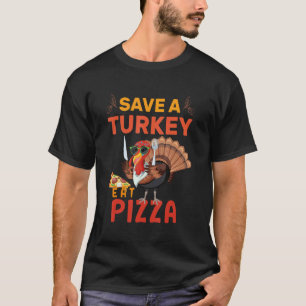 Camiseta Salve Um Peru Coma Pizza Adulto Vegano Crianças Aç