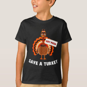 Camiseta Salve Um Peru Coma Pizza Dia de Ação de Graças