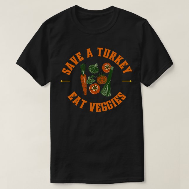 Camiseta Salve um peru comendo vegetais (Frente do Design)