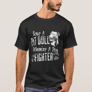 Camiseta Salve Um Pitbulho Eutanático Um Touro De Luz De Cã