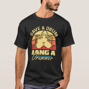 Camiseta Salve um tambor bang um tambor gráfico para homens