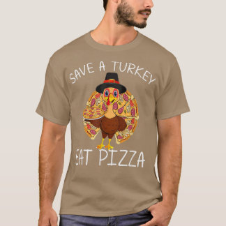 Camiseta Salve Uma Turquia Coma Pizza Dia de Ação de Graças