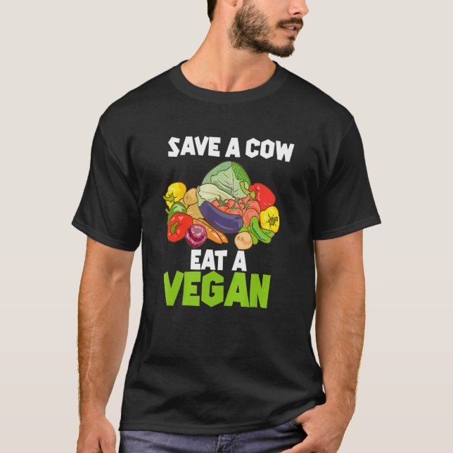 Camiseta Salve Uma Vaca Coma Um Vegan Herbívoro (Frente)