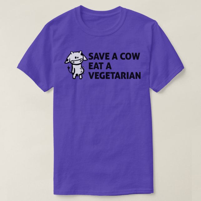 Camiseta Salve uma vaca Coma um vegetariano (Frente do Design)