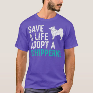 Camiseta Salve uma vida adota um cão salvador Schipperke