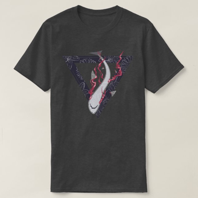 Camiseta salvem nossos tubarões SOS triângulo floral (Frente do Design)