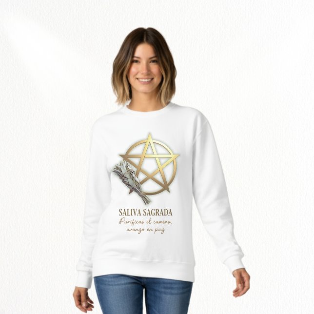 Camiseta Salvia sagrada Pentáculo dorado (Bonita sudadera pagana, pentagrama y salvia como elementos de ritual magia blanca)
