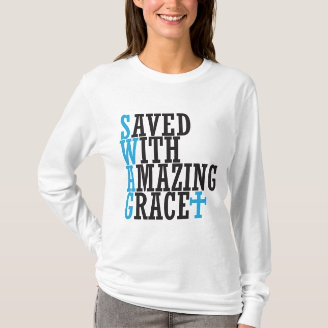 Camiseta Salvo com uma incrível Grace SWAG Cross Hoodie (Frente)