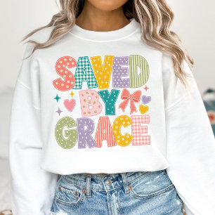 Camiseta Salvo Pela Graça Retro Fé Cristã Personalizada