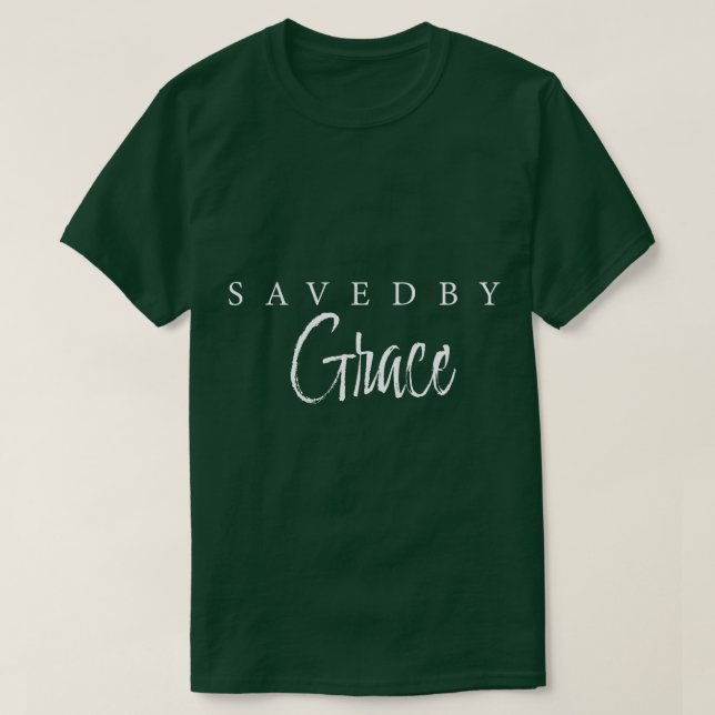 Camiseta Salvo por Grace Jesus Bíblia Christian say 1 (Frente do Design)