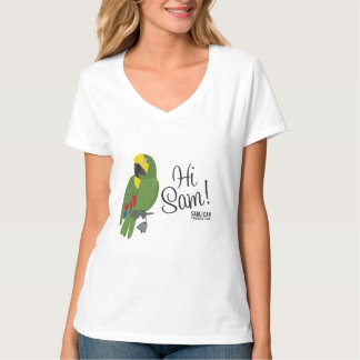 Camiseta Sam, eu posso T do v-pescoço das mulheres da