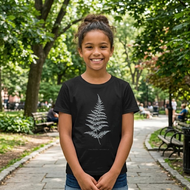 Camiseta Samambaia Dourada, Gymnogramma Chrysophylla (Golden Fern Frond, Gymnogramma Chrysophylla. Girl Basic Black T-Shirt)