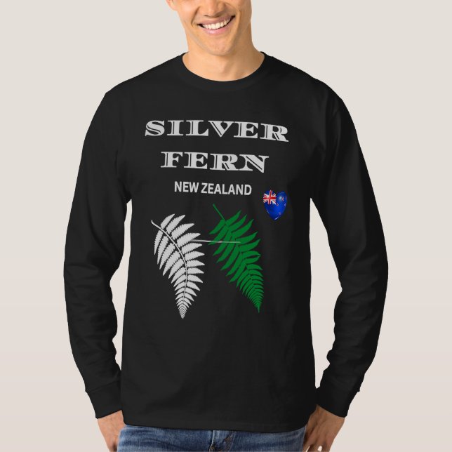 Camiseta Samambaia Prateada da Nova Zelândia Bandeira da No (Frente)